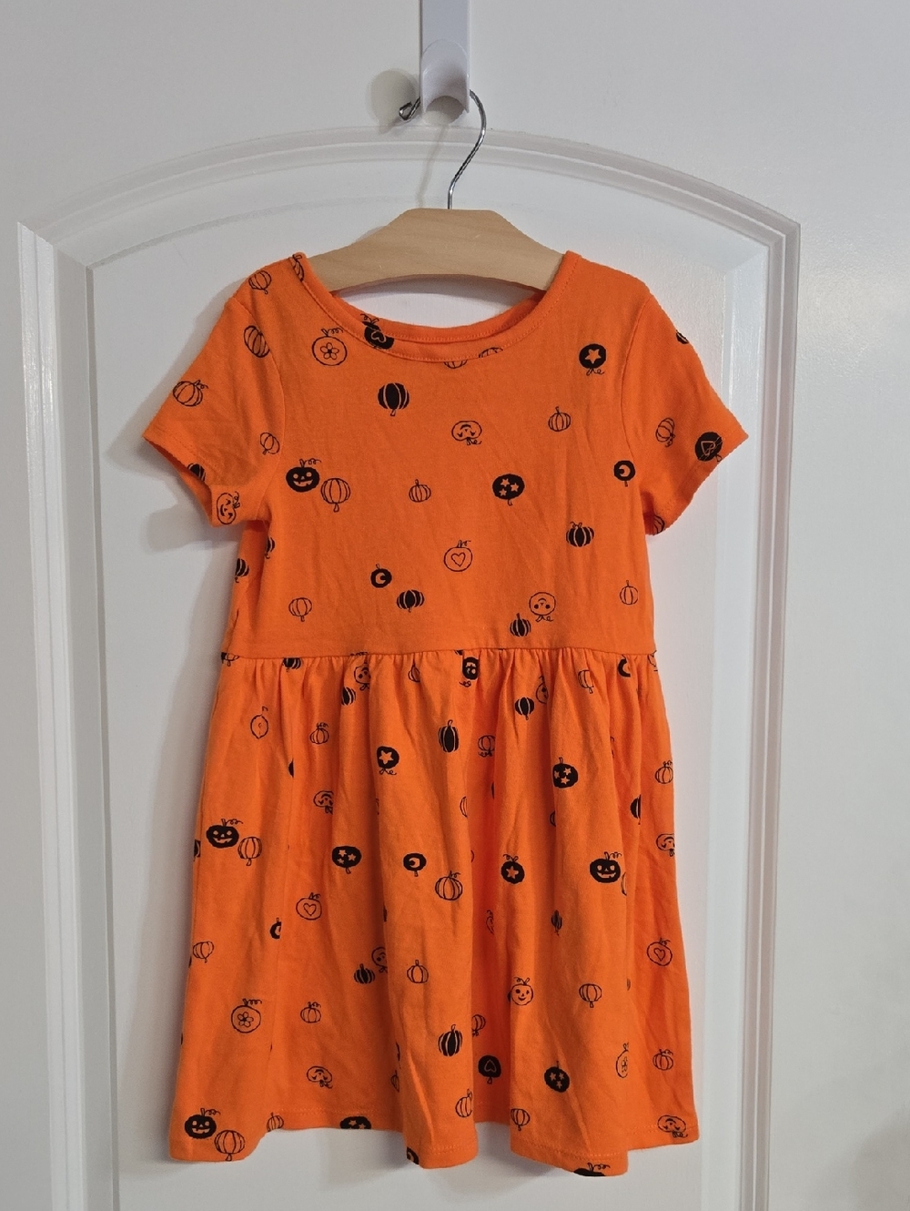 Cat & Jack Orange Pumpkin Print Dress 5T